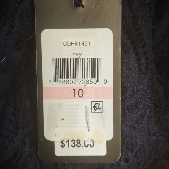 Guess LA Off the Shoulder Lace Midi Dress 10 Navy - Picture 10 of 11